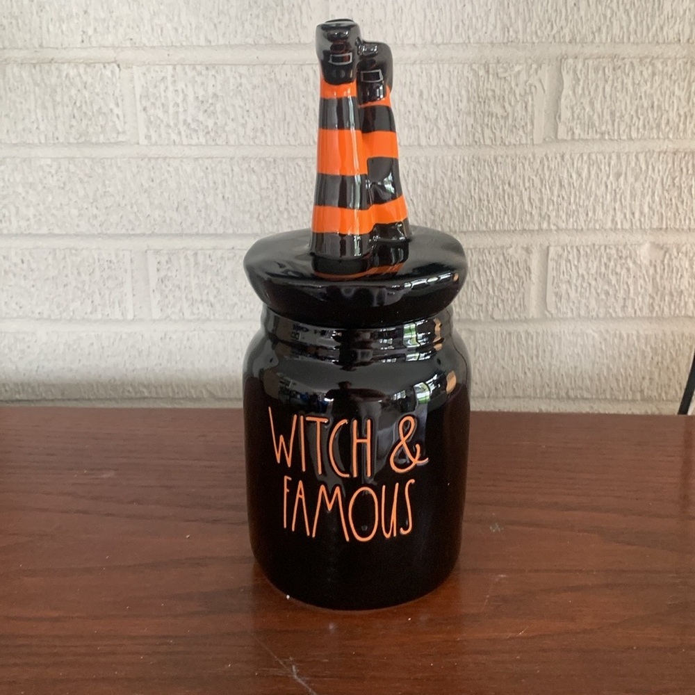 Rae Dunn Artisan Collection by Magenta Halloween “Witch & Famous” cookie jar